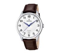 Festina Herren Uhr Analog mit Braunem Lederarmband - Quarzwerk - Kalender - Mineralglas mit hoher Widerstandsfähigkeit - Wasserdicht bis 5 ATM - Elegant F20426/1