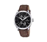 Festina Herren Uhr Analog mit Braunem Lederarmband - Quarzwerk - Mineralglas mit hoher Widerstandsfähigkeit - Wasserdicht bis 5 ATM - Elegant und Klassisch - Multifunktion F16573/4