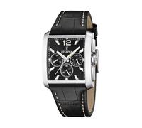 Festina Herren Uhr Analog mit Lederarmband - Quarzwerk - Chronograph - Mineralglas mit hoher Widerstandsfähigkeit - Wasserdicht bis 5 ATM - Elegant F20636 On The Square