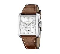 Festina Herren Uhr Analog mit Lederarmband - Quarzwerk - Chronograph - Mineralglas mit hoher Widerstandsfähigkeit - Wasserdicht bis 5 ATM - Elegant F20636 On The Square