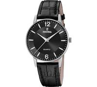 Festina Herrenuhr F20690/4 Classics Gehäuse aus Edelstahl 316L, silberfarben, Lederarmband, Schwarz, Schwarz