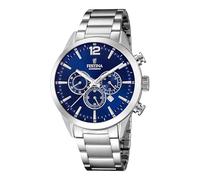 Festina Armbanduhr Herren Timeless Chronograph F20343/7 – Quarz, Edelstahlarmband, Datum, Silber/Blau