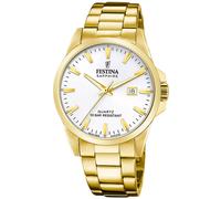 Festina Swiss Made Herrenuhr Analog Edelstahl 316L Gold - Quarz Datum - Saphirglas, Wasserdicht 10 ATM - F20044/2 Classic Steel