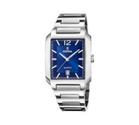 Festina Herrenuhr F20677/3 – Rechteckig Edelstahl 316L Silber/Blau, Quarz, Kalender, 5 ATM
