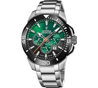 Festina Herrenuhr Analog aus Edelstahl 316l Silberfarben F20641/B | Quarzwerk, Chronograph, Kalender, Widerstandsfähiges Mineralglas