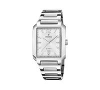 Festina Herrenuhr Analog aus Edelstahl 316l Silberfarben | Quarzwerk, Kalender, Widerstandsfähiges Mineralglas, Wasserdicht 5 ATM F20677/2 On The Square