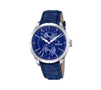 Festina Herrenuhr Analog aus Edelstahl und Leder Blau