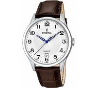 Festina Herrenuhr Analog aus Edelstahl und Leder Braun