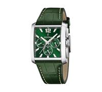 Festina Herrenuhr Analog aus Edelstahl und Leder Grün