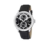 Festina Herrenuhr Analog aus Edelstahl und Leder Schwarz