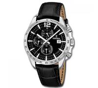 Festina Herrenuhr Analog aus Edelstahl und Leder Schwarz F16760/4