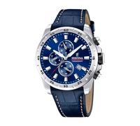 Festina Herrenuhr Chronograph F20692/2 - 45 mm - blaues Lederband - Quarz - 10 ATM