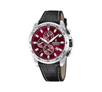 Festina Herrenuhr Chronograph aus Edelstahl und Leder Schwarz | Quarzuhr, Kalender, Widerstandsfähiges Mineralglas, Wasserdicht 10 ATM, F20692/5, Timeless Chronograph
