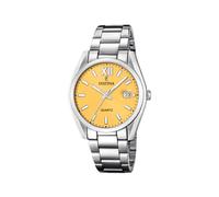 Festina Herrenuhr Quarz mit Armband aus poliertem Edelstahl, Zifferblattfarbe: Gelb, Wasserdichtigkeit: 5 bar, Gehäusedurchmesser: 40mm, F20683/3
