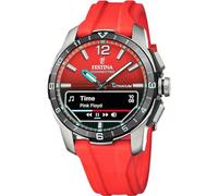 Festina Hybrid Smartwatch Herren - Kautschukarmband Rot - Schritte, Musik, Benachrichtigungen - 10 Tage Akku - F23000/6 Connected D
