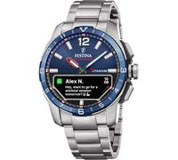 FESTINA Hybrid-Smartwatch Herren Titan Connected D F23000/E | Bis zu 10 Tage Akkulaufzeit, Wechselarmband aus Kautschuk in Blau, Anrufbenachrichtigung, Schrittzähler, Musiksteuerung
