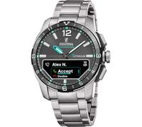 FESTINA Hybrid-Smartwatch Herren Titan Connected D F23000/J | Bis zu 10 Tage Akkulaufzeit, Wechselarmband aus Kautschuk in Türkis, Anrufbenachrichtigung, Schrittzähler, Musiksteuerung
