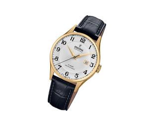 Festina Leder Herren Uhr F20010/1 Armband-Uhr schwarz Swiss Made UF20010/1