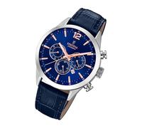 Festina Leder Herren Uhr F20542/4 Armbanduhr blau Timeless Chrono UF20542/4