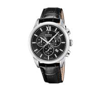 Festina Swiss Made Herrenuhr Analog Leder Schwarz - Quarz Chronograph, Datum - Saphirglas, Wasserdicht 10 ATM Elegant - F20041/4 Chrono