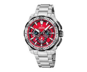 Festina quarz silberfarbenem herren uhr mit schwarzem zifferblatt und edelstahl armband one_size Silber