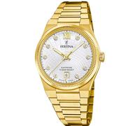 Festina Damen Armbanduhr F20058/1 Rive Swiss Made Edelstahl 316L Gold Quarz Saphirglas 10 ATM Datum