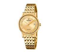 Festina Damen Armbanduhr F20021/2 – Swiss Made Quarz Edelstahl IP Gelbgold