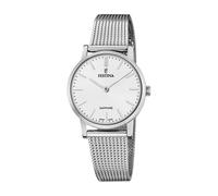 Festina Swiss Made Damen Armbanduhr Edelstahl 316L Silber - Quarzwerk - Saphirglas Hohe Widerstandsfähigkeit - Wasserdicht bis 5 ATM F20015/1 - Classic Steel