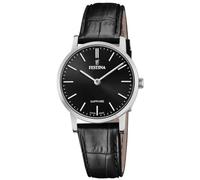Festina Swiss Made Damen Armbanduhr Schwarzes Leder - Quarzwerk - Saphirglas Hohe Widerstandsfähigkeit - Wasserdicht bis 5 ATM - Elegant Klassisch Vintage F20013/4