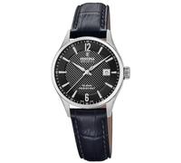 Festina Swiss Made Damen Armbanduhr Schwarzes Leder - Quarzwerk - Saphirglas - Wasserdicht bis 10 ATM - Elegant Klassisch Vintage - Kalender F20009/4 - Classic Leather
