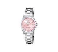 Festina Swiss Made Damenuhr Analog aus Edelstahl 316l Silberfarben | Quarzwerk, Robustes Saphirglas, Wasserdicht 10 ATM, Kalender F20049/3, Classic Steel