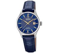 Festina Swiss Made Damenuhr Analog aus Leder Blau | Quarzwerk, Widerstandsfähiges Saphirglas, Wasserdicht 10 ATM und Kalender F20009/3