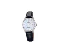 Festina Swiss Made Damenuhr Analog aus Leder Schwarz | Quarzwerk, Saphirglas, Wasserdicht 10 ATM und Kalender F20009/7, Classic Leather