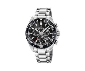 Festina Swiss Made Herrenuhr Analog aus Edelstahl 316l Silberfarben | Quarzwerk, Chronograph, Kalender, Robustes Saphirglas, Wasserdicht 10 ATM F20042/4 Chrono