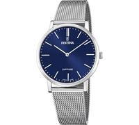 Festina Swiss Made Herrenuhr Analog aus Edelstahl 316l Silberfarben | Quarzwerk, Widerstandsfähiges Saphirglas, Wasserdicht 5 ATM F20014/2 Classic Steel
