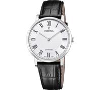 Festina Swiss Made Herrenuhr Analog aus Leder Schwarz