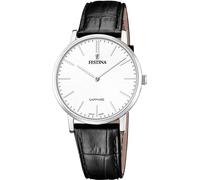 Festina Swiss Made Herrenuhr Analog aus Leder Schwarz