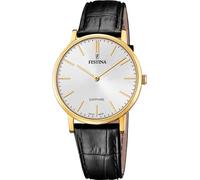 Festina Swiss Made Herrenuhr Analog aus Leder Schwarz