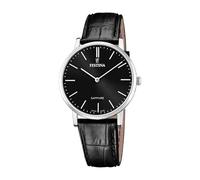 Festina Swiss Made Herrenuhr Analog aus Leder Schwarz