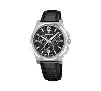 Festina Swiss Made Herrenuhr Analog aus Leder Schwarz | Quarzwerk, Chronograph, Kalender, Robustes Saphirglas, Wasserdicht 10 ATM F20060/4 Rive Collection