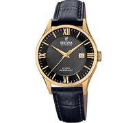 Festina Herrenuhr F20010/4, Swiss Made, Analog, Leder schwarz, gold