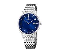Festina Swiss Made Herrenuhr Analog Edelstahl 316L Silber - Quarz Datum - Saphirglas, Wasserdicht 5 ATM - F20018/2 Classic Steel