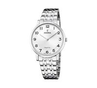 Festina Herrenuhr F20045/1 Classics Gehäuse aus Edelstahl 316L, silberfarben, Armband aus 316L-Edelstahl, silberfarben, weiß