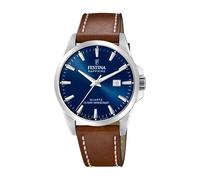 Festina Swiss Made Herrenuhr Analog Leder Braun - Quarz Datum - Saphirglas, Wasserdicht 10 ATM Elegant - F20025/3 Classic Leather