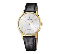 Festina Herrenuhr F20016/1 Swiss Made - Quarz, Saphirglas, Leder, 5 ATM - Schwarz/Gold/Weiß