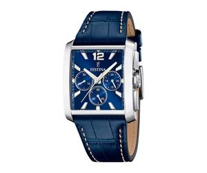 Festina timeless chrono quarz blauemherren uhr mit blauemzifferblatt und leder armband one_size Blau