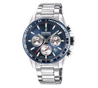 Festina timeless chrono quarz silberfarbenem herren uhr mit blauemzifferblatt und edelstahl armband one_size Silber