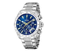 Festina timeless chrono quarz silberfarbenem herren uhr mit blauemzifferblatt und edelstahl armband one_size Silber