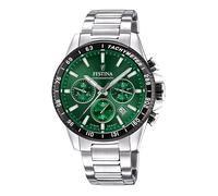 Festina timeless chrono quarz silberfarbenem herren uhr mit grünem zifferblatt und edelstahl armband one_size Silber