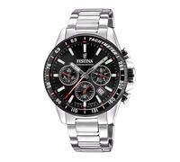 Festina timeless chrono quarz silberfarbenem herren uhr mit schwarzem zifferblatt und edelstahl armband one_size Silber